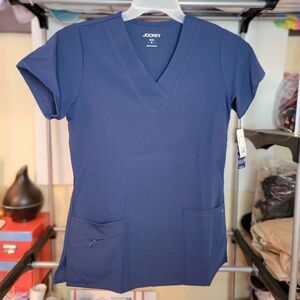 Jockey Scrub Top Fitted (Women's Cut) SS Navy - Size S NWT